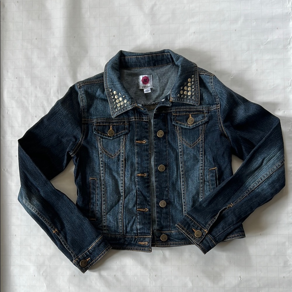 Total Girl Blue Jean Jacket with Studded Accents